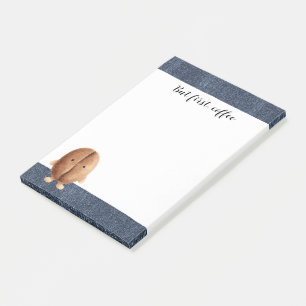 Schattige koffieboon namaak blauwe jeans denim post-it® notes