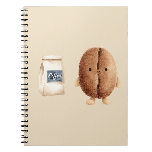 Schattige koffieboon notitieboek (Voorkant)