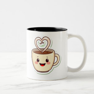 Schattige koffiekop PNG - Kawaii koffiemok met har Tweekleurige Koffiemok