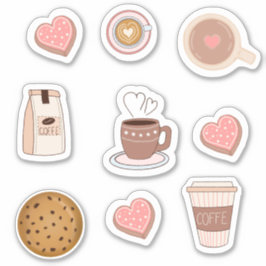Schattige koffiestickers - Aardige cafeïne Sticker