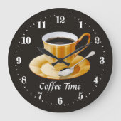 schattige koffietijd voeg tekst toe grote klok (Voorkant)