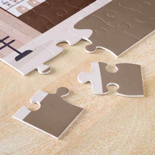 schattige koffiewinkel houdt van puzzel  (Zijkant)