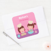 Schattige koken bakken meisjes verjaardagsfeestgun vierkante sticker (Envelop)