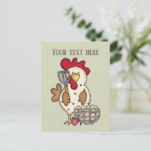 Schattige koken haan tekst toevoegen briefkaart (Staand voorkant)