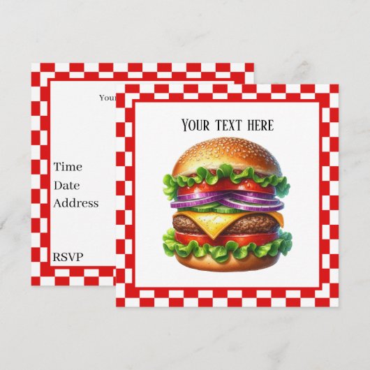 Schattige koken uit hamburger aanpasbaar partij pa kaart (Voorkant / Achterkant)