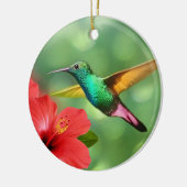 Schattige Kolibrie met Bloem Keramisch Ornament (Links)