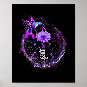 Schattige kolibrie met paarse lint Overdosis Wa Poster
