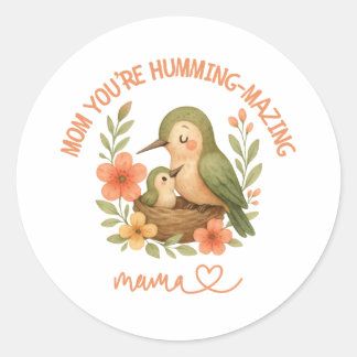 Schattige Kolibrie Moeder Moederdag Ronde Sticker