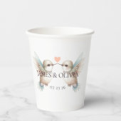 Schattige kolibries bruiloft paar papieren bekers (Voorkant)
