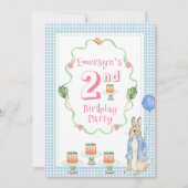 Schattige konijn 2e roze verjaardagsfeestje kaart (Voorkant)