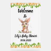 Schattige konijn acryl baby shower teken acryl bord (Voorkant)