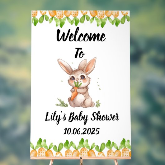 Schattige konijn acryl baby shower teken acryl bord (Neutraal)