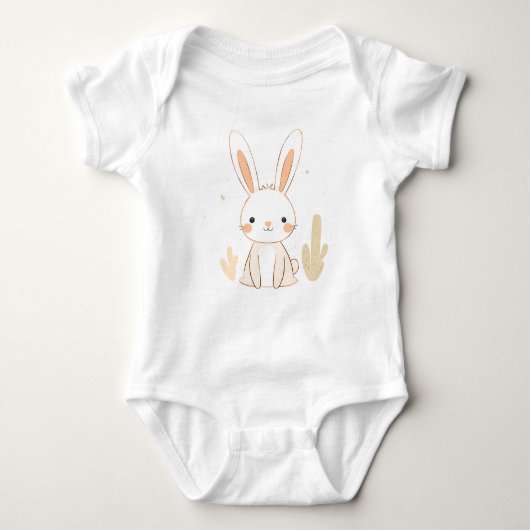 Schattige Konijn Baby Jersey Bodysuit (Voorkant)