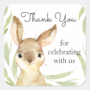 Schattige Konijn Baby Shower Bedankt Vierkante Sticker