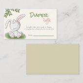 Schattige konijn Baby shower luier Raffle Informatiekaartje (Voorkant / Achterkant)