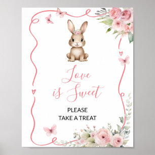 Schattige Konijn Baby Shower Meisje Liefde is Zoet Poster