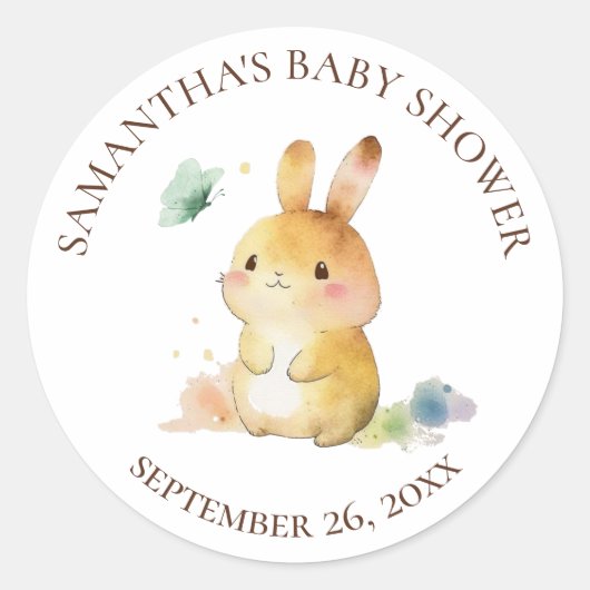 Schattige konijn Baby shower Ronde Sticker (Voorkant)