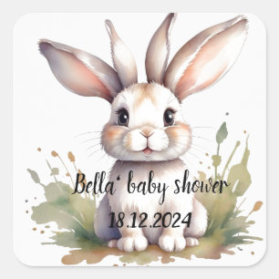 Schattige konijn baby shower vierkante sticker