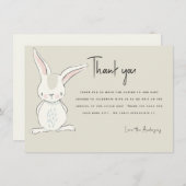 Schattige Konijn Beige Baby shower Dank u Kaart (Voorkant / Achterkant)