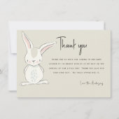 Schattige Konijn Beige Baby shower Dank u Kaart (Voorkant)