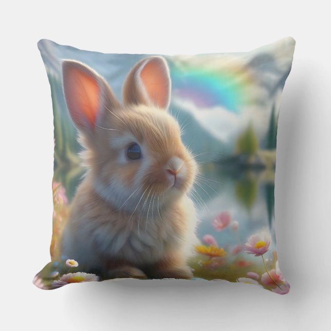 Schattige konijn bij een betoverd meer kussen (Voorkant)