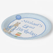 Schattige Konijn Blauw 2e Twee Verjaardagsfeest Papieren Bordje (Gekanteld)