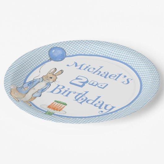 Schattige Konijn Blauw 2e Twee Verjaardagsfeest Papieren Bordje (Gekanteld)