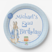 Schattige Konijn Blauw 2e Twee Verjaardagsfeest Papieren Bordje (Voorkant)