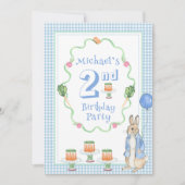 Schattige konijn blauw 2e verjaardagsfeestje kaart (Voorkant)