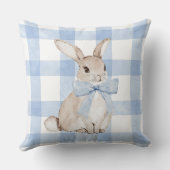 Schattige konijn Blauw Plaid  Kussen (Achterkant)