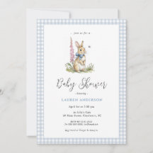 Schattige Konijn Blauwe Baby Shower voor Jongen 