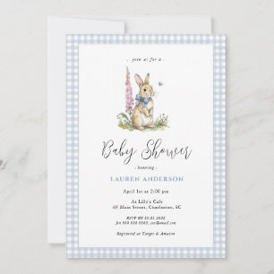 Schattige Konijn Blauwe Baby Shower voor Jongen  Kaart
