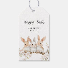 Schattige konijn Bloemen Waterverf Pasen Cadeaulabel