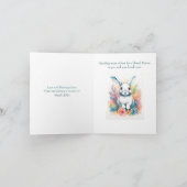 Schattige Konijn Bloemen Waterverf Pasen Kaart (Binnen)