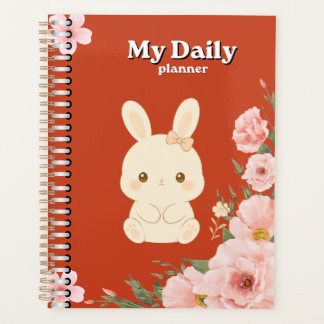 Schattige Konijn Bloemendagplanner | Roze Waterver Planner