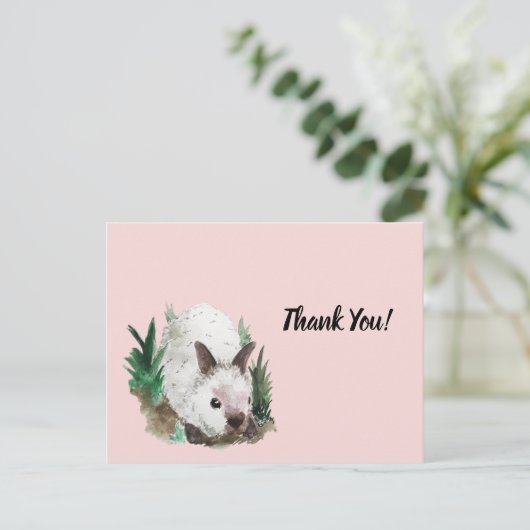 Schattige Konijn Blush Roze Baby shower Bedankt Briefkaart (Staand voorkant)
