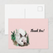 Schattige Konijn Blush Roze Baby shower Bedankt Briefkaart (Voorkant / Achterkant)