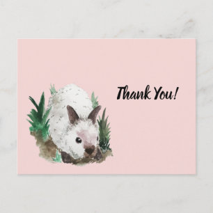 Schattige Konijn Blush Roze Baby shower Bedankt Briefkaart