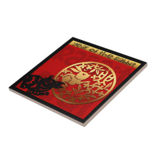 Schattige Konijn Chinees Jaar Zodiac Verjaardagspl Tegeltje