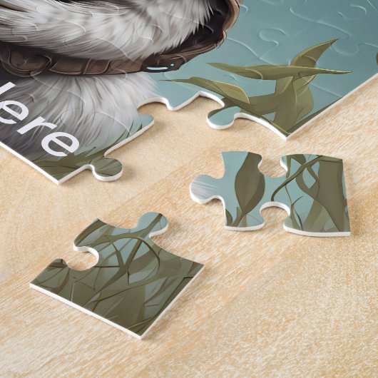 Schattige konijn dat een bloem vasthoudt legpuzzel (Zijkant)