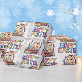 Schattige konijn & eieren hoppy paascadeau cadeaupapier