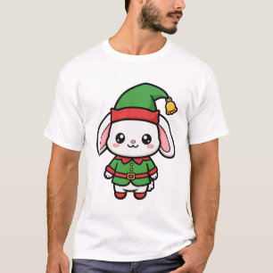 Schattige Konijn Elf Kerstmis T-shirt