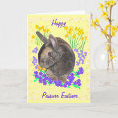 Schattige konijn en bloemen Pascha, Eastover Kaart (Gele Bloem)