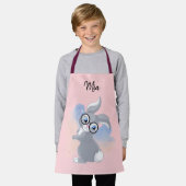 Schattige Konijn en Bril Gepersonaliseerde Naam Sc Schort (Gedragen)