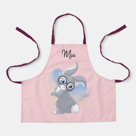 Schattige Konijn en Bril Gepersonaliseerde Naam Sc Schort