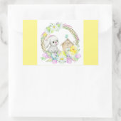 Schattige Konijn en Kip Classic Ronde Sticker (Tas)