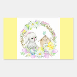 Schattige Konijn en Kip Classic Ronde Sticker