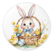 Schattige konijn en kuikens keramische knop (Voorkant)