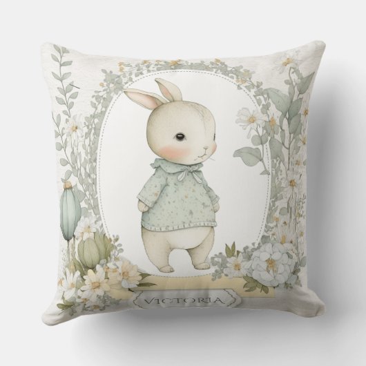 Schattige konijn gepersonaliseerd kussen (Achterkant)