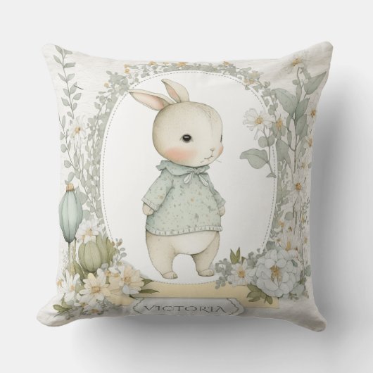 Schattige konijn gepersonaliseerd kussen (Voorkant)